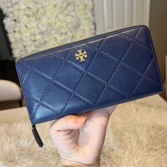 Tory Burch Georgia Zip Continental Wallet Blue - Picture 1 of 8